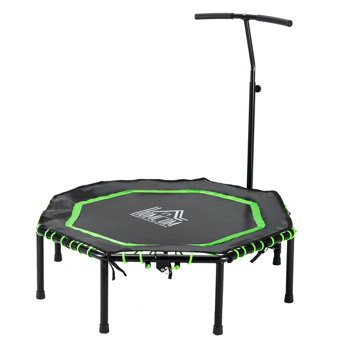 Octagonal 48" Fitness Rebounder Trampoline - Indoor/Outdoor Foldable Jumping Workout with Adjustable Handle, Green - Perfect for Cardio & Low-Impact Exercise