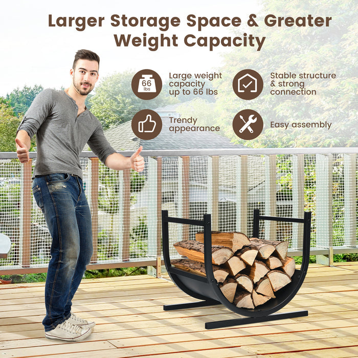 Patio Firewood Rack - U-Shaped Design with Convenient Carry Handles - Ideal Storage Solution for Outdoor Enthusiasts