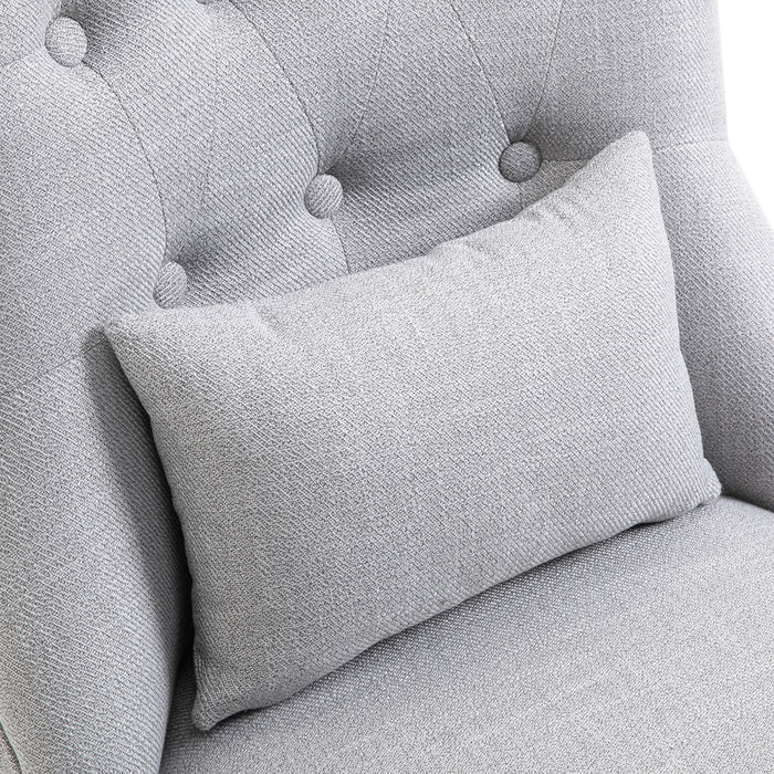 Fabric Upholstered Tub Chair with Pillow - Single Sofa Dining Accent Chair with Solid Wood Legs - Elegant Seating for Living Room, Home Furniture, Grey
