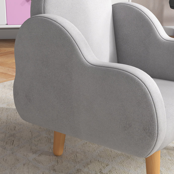 Cloud Shape Kids Armchair - Ergonomic Mini Sofa for Toddlers, Comfy Playroom Furniture - Ideal for Children Aged 1.5-5 Years, Grey Relaxation Chair