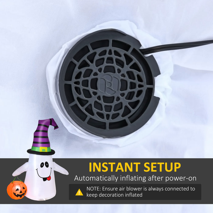 1.2m LED-Lit Witch Ghost & Pumpkin Lantern - Inflatable Halloween Decoration with Built-in Fan - Speedy Delivery, Weatherproof Design for Outdoor Festivities