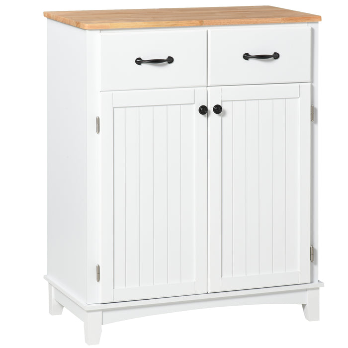 Wooden Kitchen Cupboard with Modern Design - Tableware and Storage Cabinet with 2 Organizing Drawers - Ideal for Dining and Living Pantry Room Essentials
