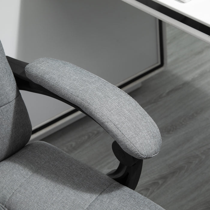 Ergonomic Office Chair with Footrest - Adjustable Armrests, Lumbar Support & Headrest in Light Grey - Ideal for Extended Desk Work & Improved Posture