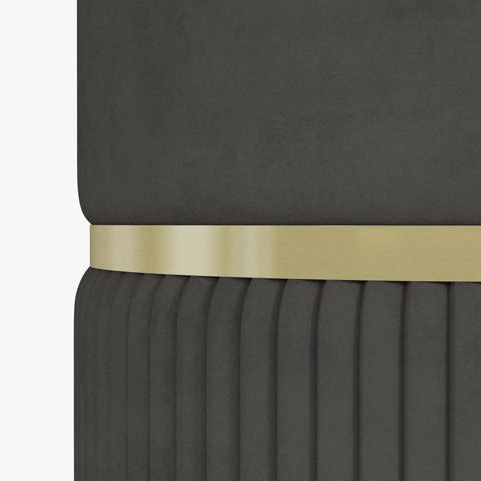 Velvet Upholstered Round Ottoman - Plush Footstool with Hidden Storage & Padded Seating - Ideal for Living Room Organization and Comfort