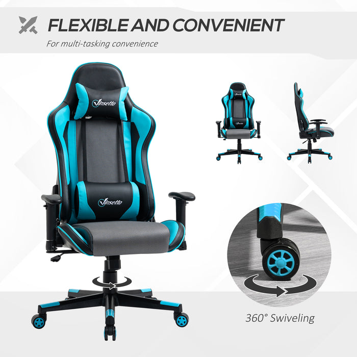 Ergonomic Racing Gaming Chair - High Back Adjustable Swivel Office Desk Chair with Headrest, Sky Blue - Ideal for Gamers & Comfortable Work Sessions