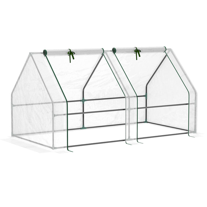 Compact Greenhouse Kit with Durable Steel Frame and PE Cover - 180x90x90 cm Portable Garden Poly Tunnel with Roll-Up Zippered Door - Ideal for Plant Growth and Vegetable Protection