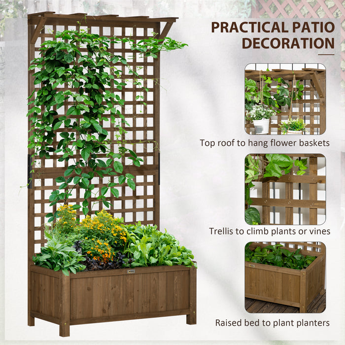 Raised Garden Bed with Climbing Trellis - Wood Planter for Vine Plants, Backyard Privacy Screen - Ideal for Patio, Deck, Coffee Corner Outdoor Ambiance