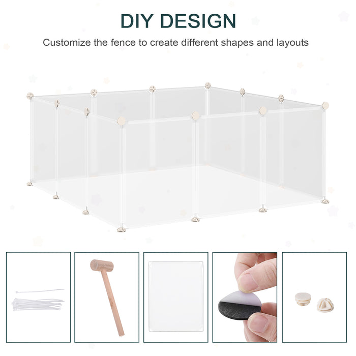 DIY Pet Playpen for Small Animals - 12-Panel Portable Plastic Enclosure with Open Design - Ideal for Guinea Pigs, Bunnies, and Chinchillas