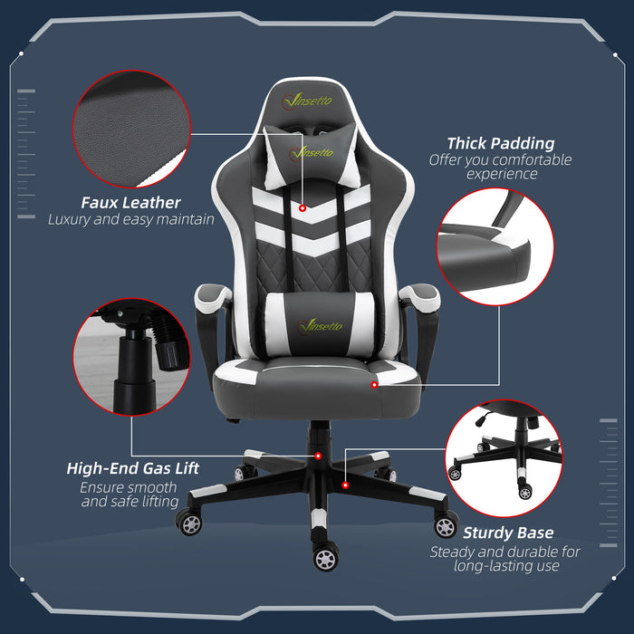 Ergonomic Racing-Style Gaming Chair - Adjustable Lumbar Support, Headrest, 360° Swivel, Durable PVC Leather - Comfortable Home Office Seating for Gamers and Professionals