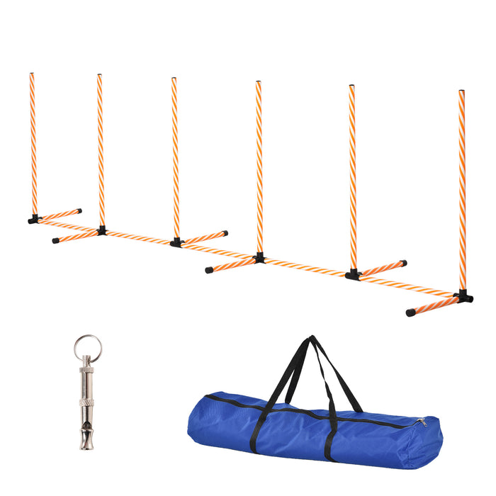 Dog Agility Training Set - 12 Weave Poles Slalom Obstacle Course Equipment for Outdoor and Indoor - Includes Durable Oxford Carry Bag for Easy Transport