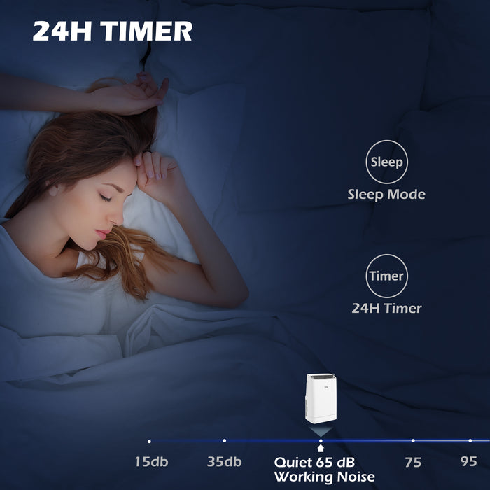 14,000 BTU Portable Air Conditioner - Smart WiFi, Dehumidifier, Fan Function & 24H Timer with Window Kit for 35m² Rooms - Ideal for Home Climate Control