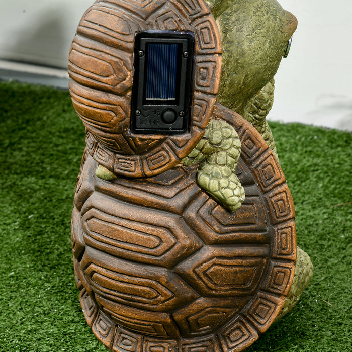 Vivid 2 Tortoises Statue with Solar LED - Garden Decorative Sculpture, Outdoor Art for Porch & Lawn - Eco-Friendly Illumination, Home Adornment