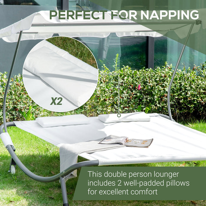 Deluxe Patio Double Hammock Bed with Canopy - Sun Lounger, Wheeled Design & Dual Cushions Included - Ideal for Relaxing Outdoors in Comfort