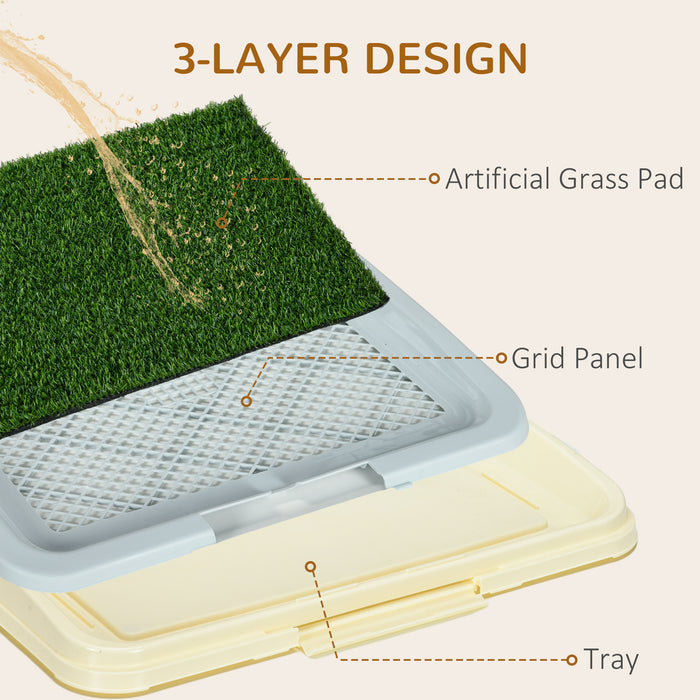 Indoor Puppy Potty Trainer - Artificial Grass Mat with Grid Panel and Leakproof Tray, 63 x 48.5 cm - Ideal for Housebreaking and Small Dogs