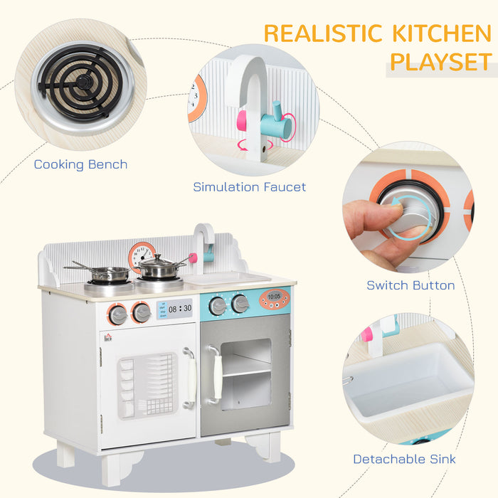 Kids Playtime Chef Station - Wooden Kitchen Set with Sink, Faucet, and Cooking Bench - Inspire Creativity with Pretend Play for Ages 3-6