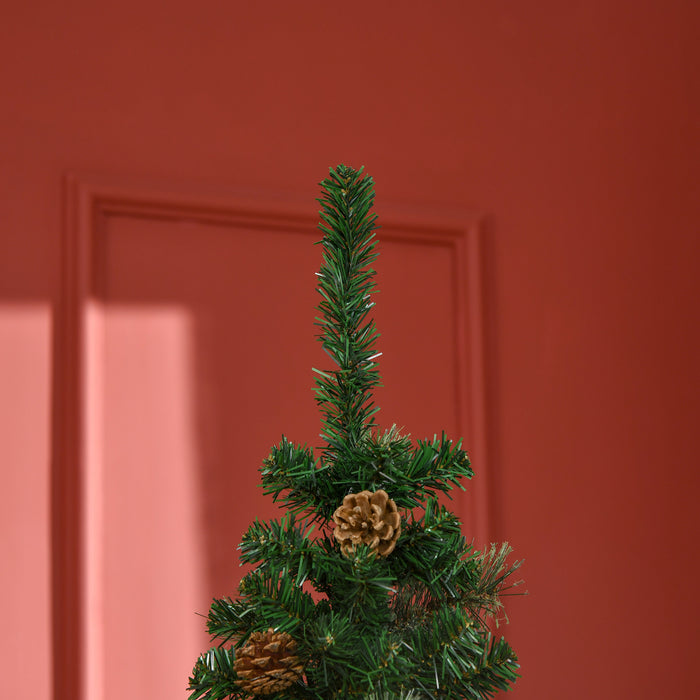 Slim Artificial Christmas Tree with Pine Cones - 6.5 Feet Tall with Realistic Branches and 556 Tips - Perfect for Xmas Holiday Decoration