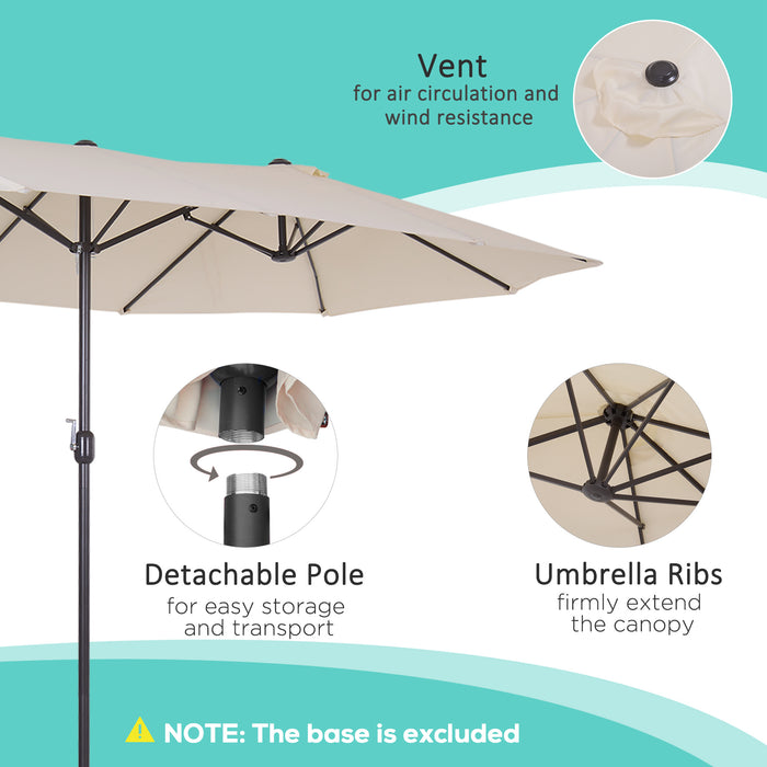 Double-Sided Garden Parasol 4.6m - Beige Patio Sun Umbrella with Market Shelter Canopy Shade for Outdoor Use - Provides Ample UV Protection Without Base