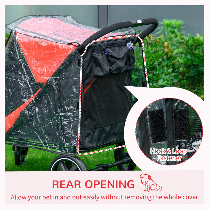 Foldable Pet Stroller with Rain Cover - Cat and Dog Pushchair, Front Swivel Wheels, Shock Absorption - Convenient Travel with Storage and Ventilated Mesh