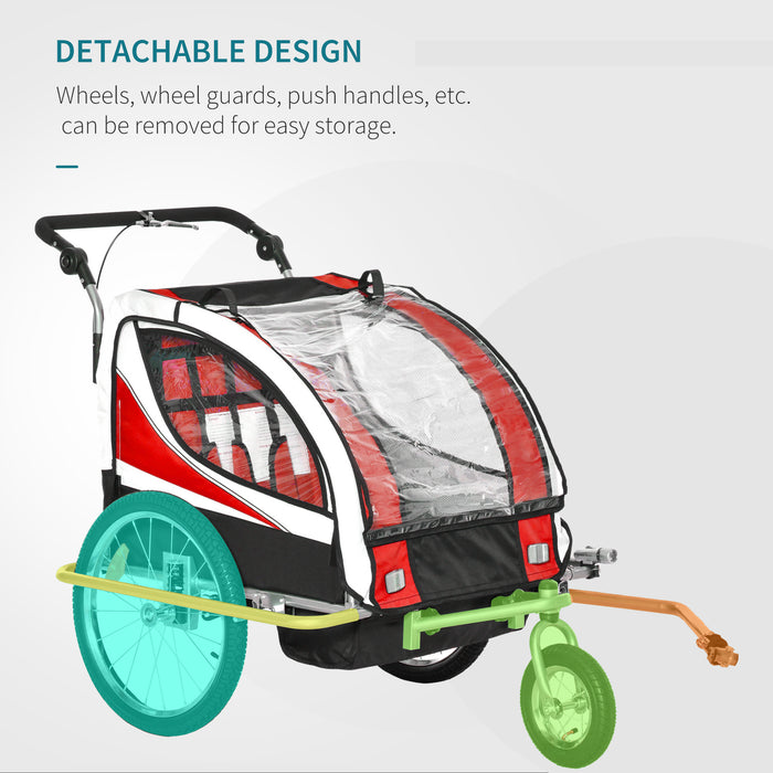 360° Rotatable Child Bike Trailer - Dual Kid Capacity with Durable Steel Frame & LED Safety Light - Ideal for Active Families with Babies & Toddlers