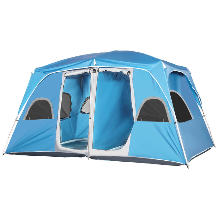 Family-Size Outdoor Shelter - 4-8 Person 2-Room Camping Tent with Mesh Windows and Easy Set-Up - Ideal for Backpacking, Hiking, and Group Trips