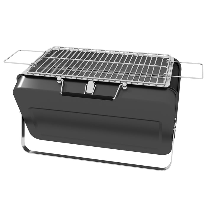 Foldable Mini Charcoal Grill - Portable Suitcase Style BBQ for Outdoor Cooking - Ideal for Picnics, Camping, and Tailgate Parties