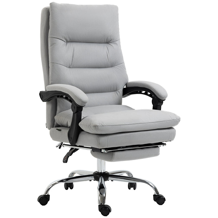 Ergonomic Recliner Office Chair with Heat & Massage Functions - Microfiber Swivel Chair with Armrest, Adjustable Footrest & Enhanced Double-Tier Cushioning - Ideal for Stress Relief & Relaxation at Work
