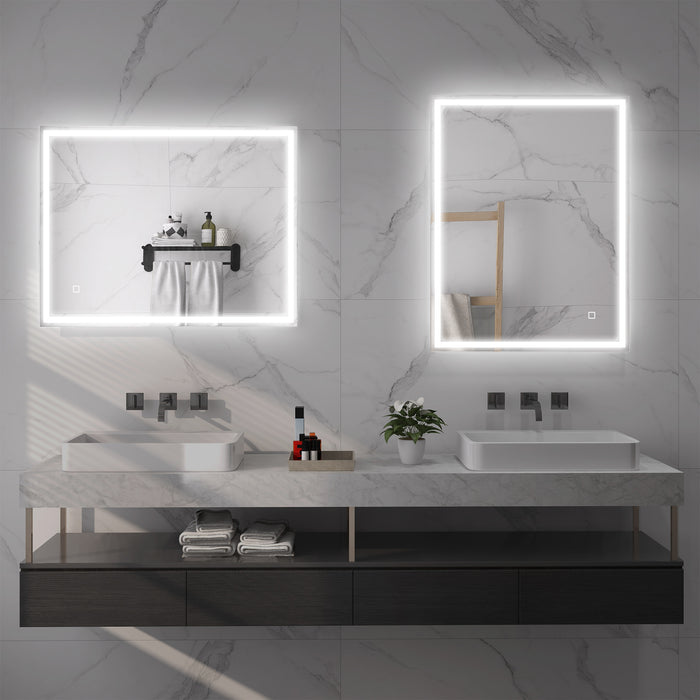 Dimmable LED Illuminated Bathroom Mirror 90 x 70cm - Vanity Makeup Mirror with Smart Touch, 3 Color Modes & Anti-Fog Feature - Ideal for Precision Grooming & Enhanced Visibility