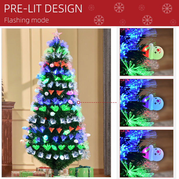 Pre-Lit 6FT Artificial Christmas Tree with Fiber Optic Ornaments - Star-Topped, LED-Lit Holiday Decor - Ideal for Festive Home Ambiance