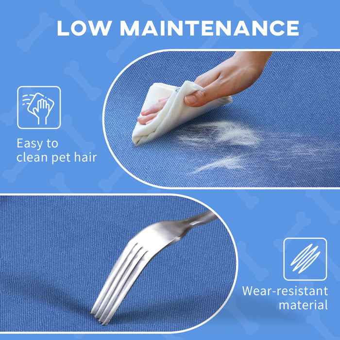 Elevated Portable Pet Cot - Medium-Sized Raised Dog Bed with Sturdy Metal Frame, Blue - Ideal for Camping and Outdoor Comfort