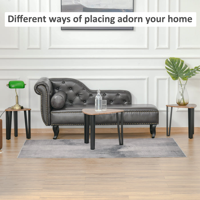 MDF Steel 3-Piece Nesting Table Set - Multifunctional Coffee & End Side Tables with Walnut Wood Grain Finish - Space-Saving Living Room Furniture Essentials