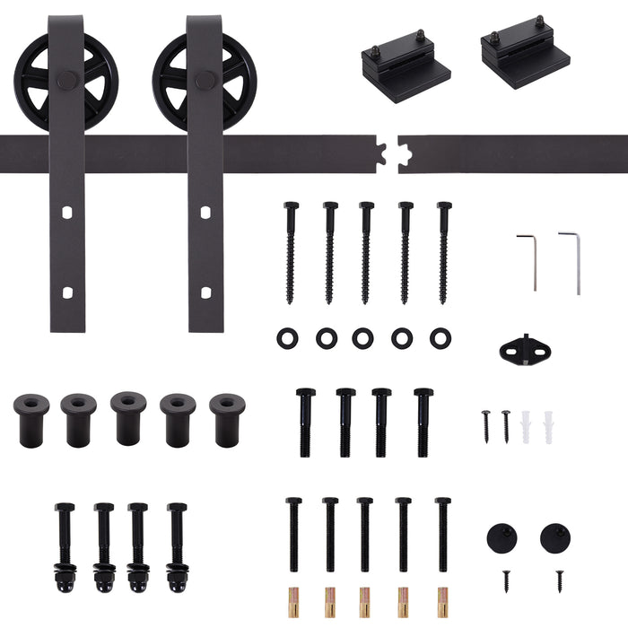 Modern Sliding Barn Door Hardware Kit - 6FT Track System for Single Wooden Door - Space-Saving Interior Design Solution