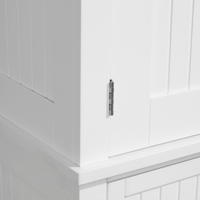 Traditional Kitchen Cupboard - Freestanding Storage Cabinet with Drawer, Doors, and Adjustable Shelves in White - Ideal for Home Organization and Styling