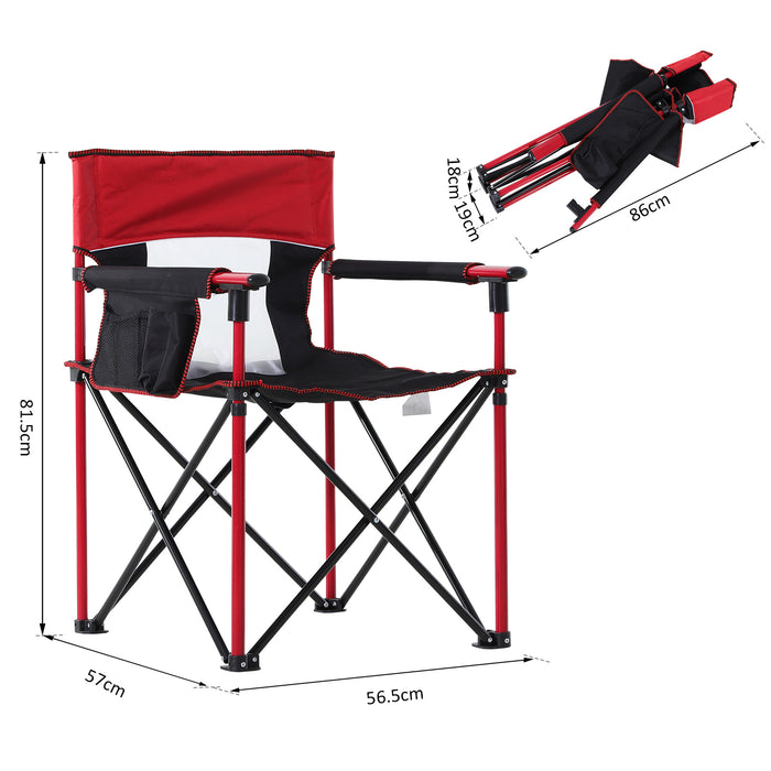 Sturdy Red Folding Chair with Metal Frame & Sponge Padding - Portable Camping Seat with Storage Pockets - Comfortable Outdoor Seating for Campers & Tailgating Events