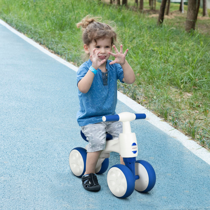 Kids' Balance Bike for Ages 18-36 Months - Anti-Slip Handlebars, 4-Wheel Stability, No-Pedal Design - Perfect First Bike Gift for Toddlers in Blue