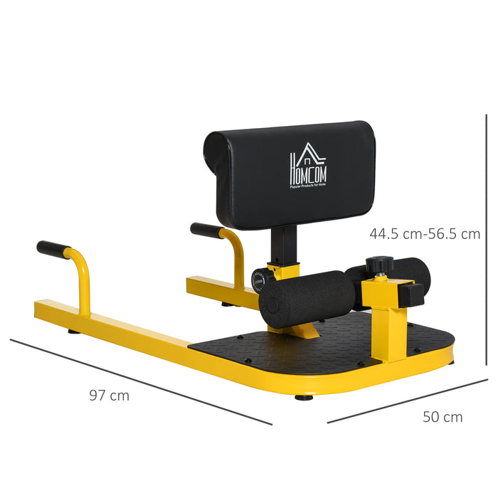 3-in-1 Padded Push Up Sit Up Sissy Squat Machine - Home Gym Leg Fitness Equipment, Yellow - Ideal for Full Body Workouts and Core Strength Training
