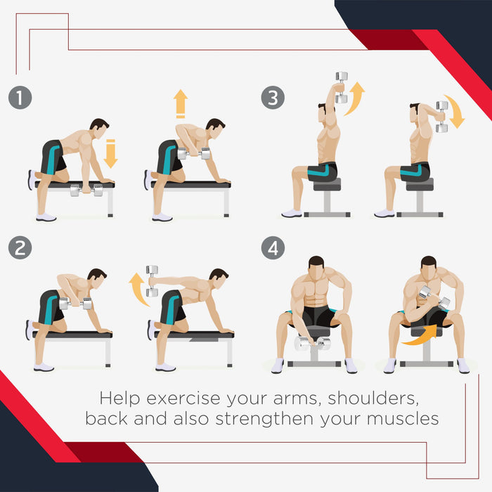 Hexagonal Rubber-Coated Dumbbell Set - Weightlifting and Fitness Equipment for Home Gym - Ideal for Strength Training and Muscle Building