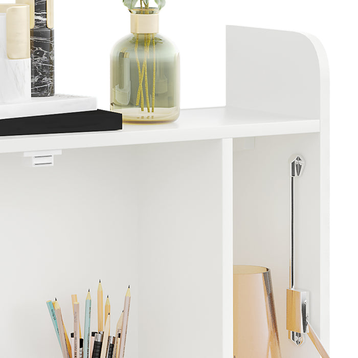 Space-Saving Wall Mounted Desk - Drop Leaf Floating Laptop Table with Storage Compartments, White - Ideal for Home Office and Study Organization