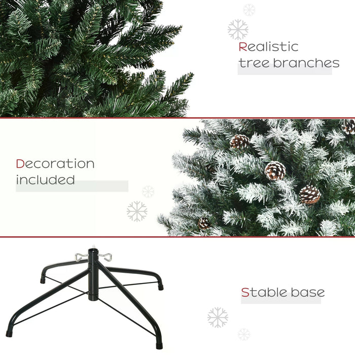Holiday Home Faux Pine Christmas Tree - 5-Foot Pre-Decorated with Pine Cones, Auto-Open Design for Easy Setup - Perfect for Festive Home Holiday Decor