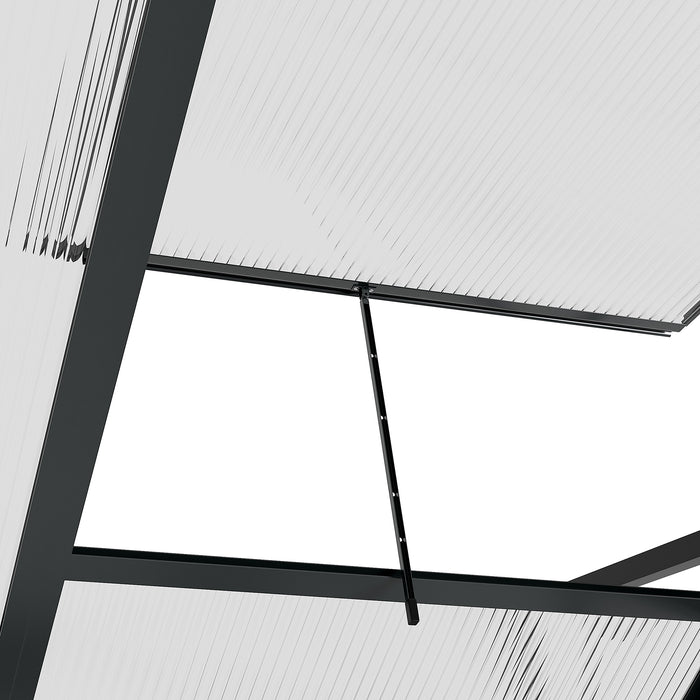 Large Walk-In Polycarbonate Greenhouse - Sturdy Galvanized Base & Aluminum Frame, Slide Door, 6x4 ft - Ideal for Garden Plant Growth & Protection