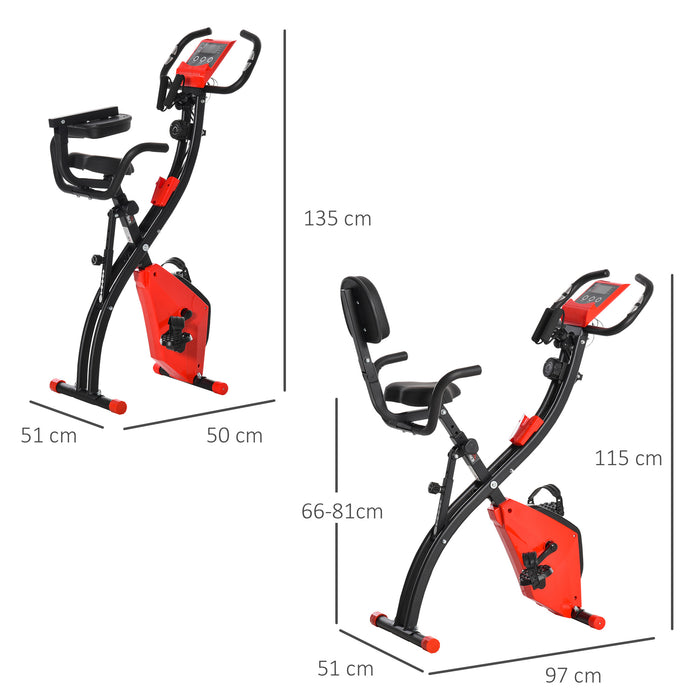 2-In-1 Upright & Recumbent Exercise Bike - Adjustable Resistance, Foldable Design, Armrests with LCD Monitor & Transport Wheels - Ideal for Home Gym & Fitness Enthusiasts
