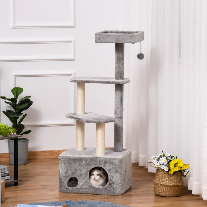 4-Level Cat Tree Tower - Activity Centre with Sisal Scratching Posts, Condo, Plush Perches & Hanging Balls - Ideal for Kittens & Feline Play and Rest