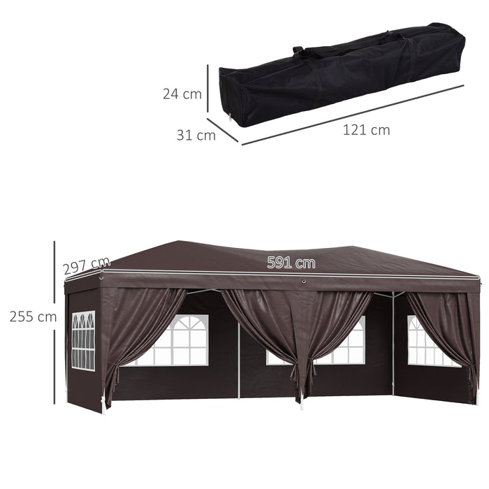 Pop Up Gazebo Marquee 6m x 3m - Sturdy Outdoor Canopy with Coffee-Colored Fabric - Perfect for Parties, Events, and Backyard Gatherings