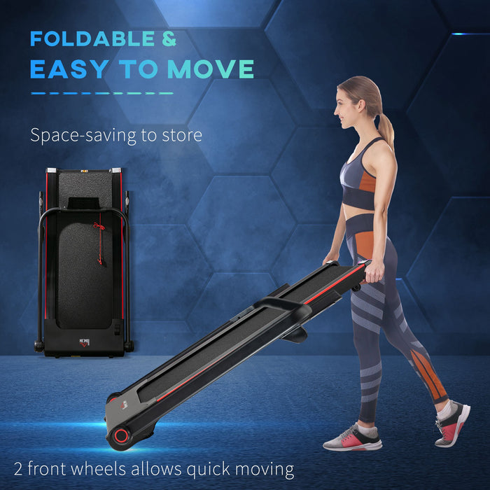 750W Compact Folding Treadmill - Electric Running Machine with 1-14km/h Speed, LED Display & Safety Button - Portable, Easy-Storage Design for Home Fitness Enthusiasts