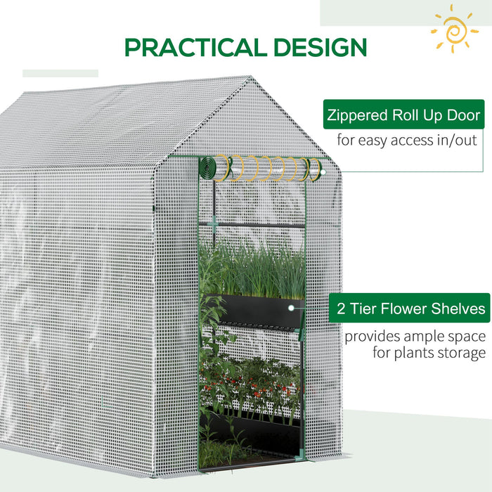Polytunnel Steeple Grow House - Walk-in Garden Greenhouse with Shelves, 186x120x190 cm - Ideal for Plant Protection & Extended Growing Season