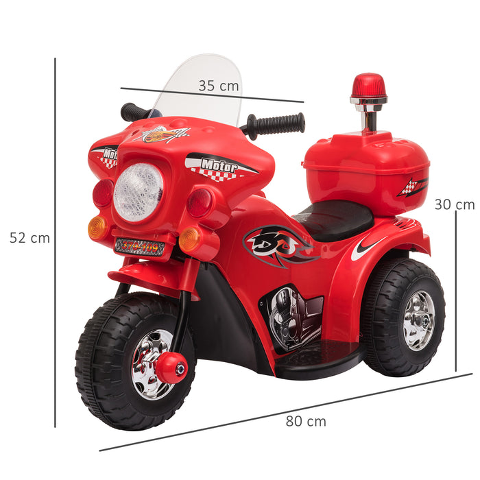Kids 6V Electric Ride-On Motorcycle - Trike with Lights, Music, Horn & Storage - Fun Outdoor Toy for Toddlers 18-36 Months, Vibrant Red