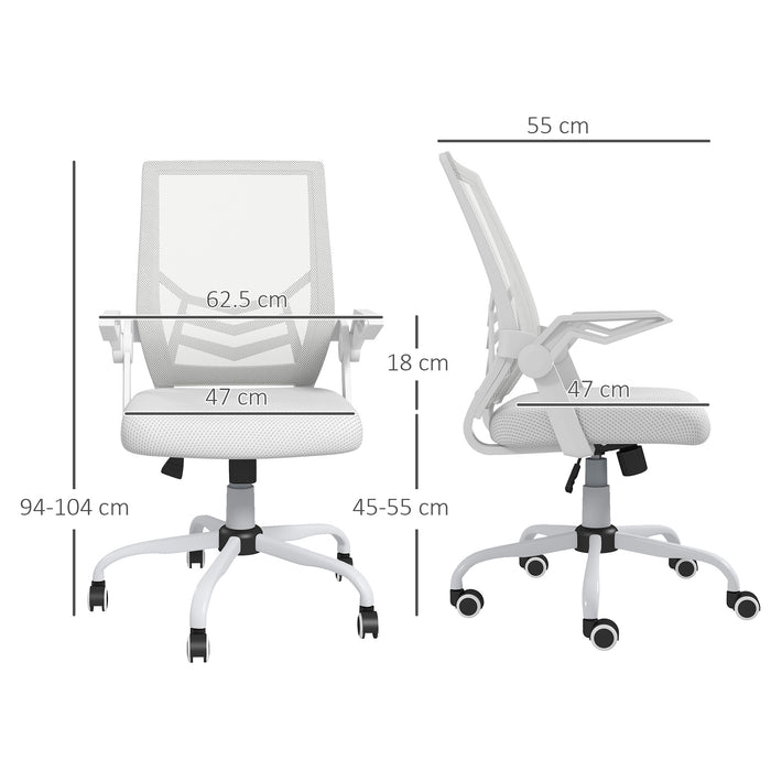 Ergonomic Mesh Office Chair with Flip-up Armrests - Lumbar Support & Swivel Wheels for Comfortable Seating - Ideal for Home Office & Desk Work