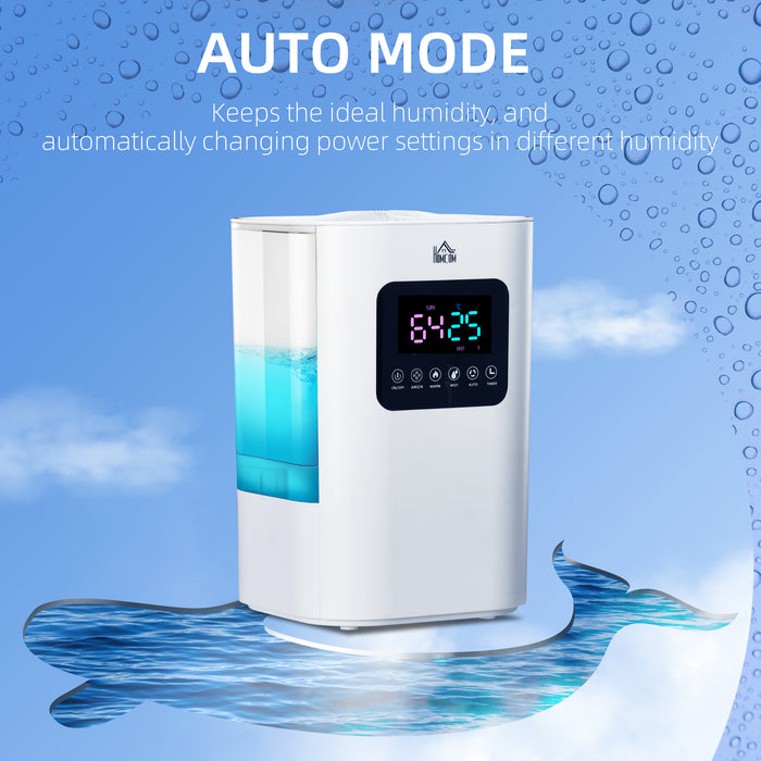 Warm & Cool Mist Humidifier 6L - Bedroom Air Humidifier with LED Display, Quiet Operation, Remote Control - Auto Mode, 13H Runtime for 20㎡ Spaces, White
