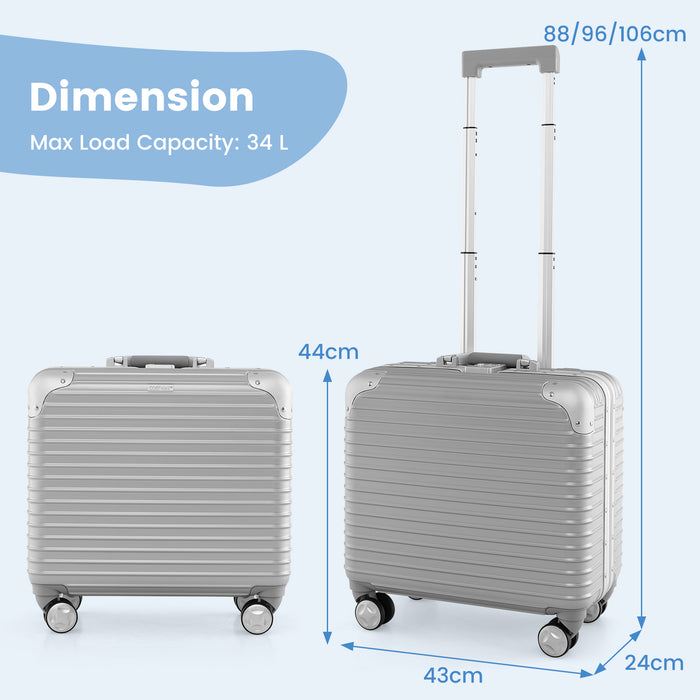 Carry On Luggage Brand - Under-seat Compatible with Spinner Wheels, Silver Tone - Ideal for Travelers Needing Compact Baggage Solutions
