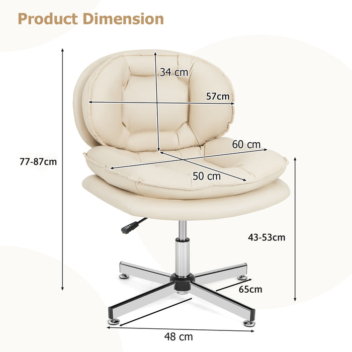 Home Office Desk Chair - Upholstered Double Padded Back and Seat in Beige - Comfortable Seating for Working Professionals