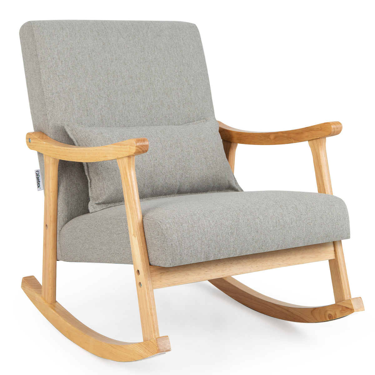 Modern Upholstered Rocking Chair - Rubber Wood Frame in Grey - Ideal for Comfort and Relaxation
